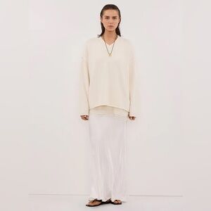 NWT DISSH CHARLI WHITE SATIN MAXI SKIRT!